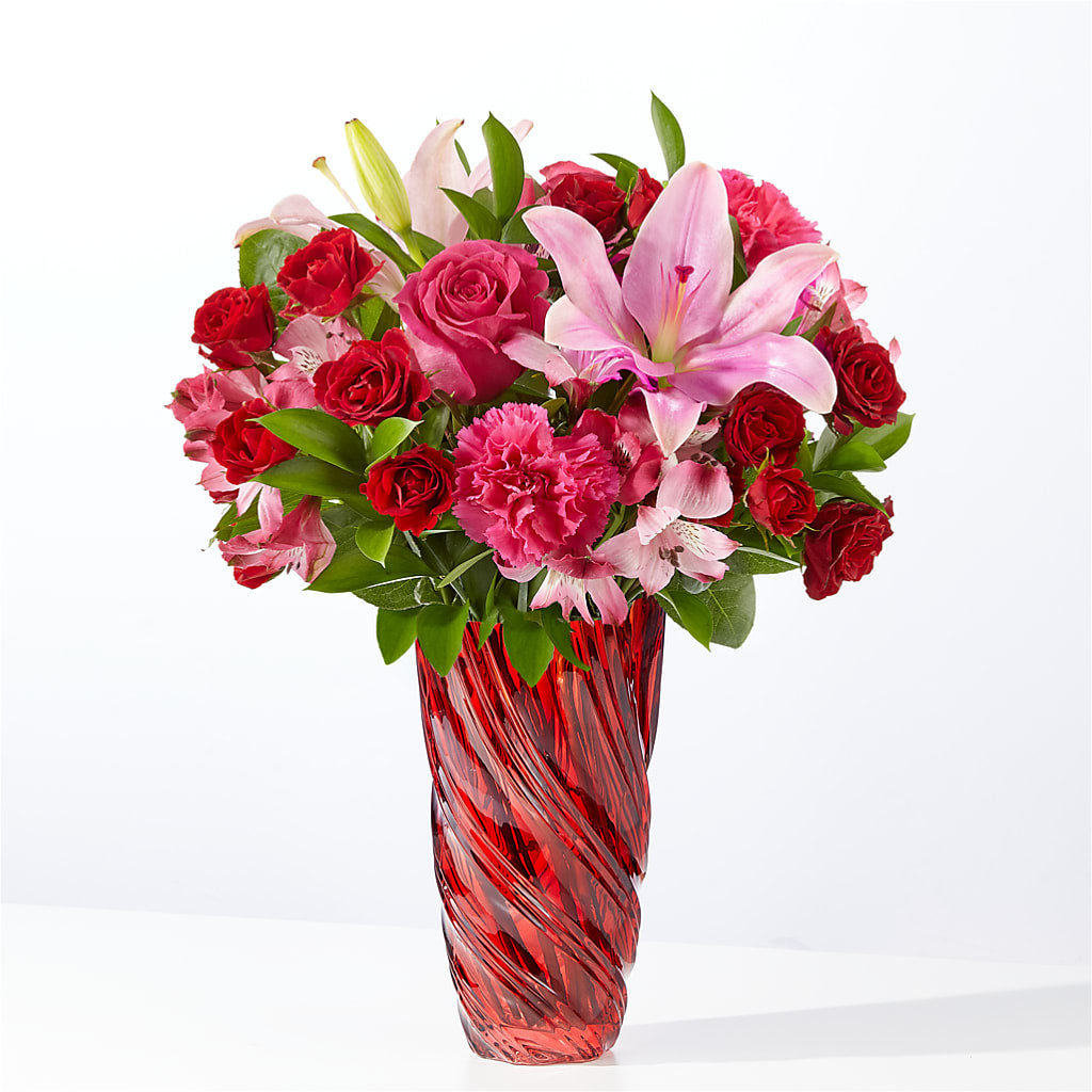 In Love Bouquet with Luxe Swirl Vase – Lone Oak Gardens, Fairmount IN