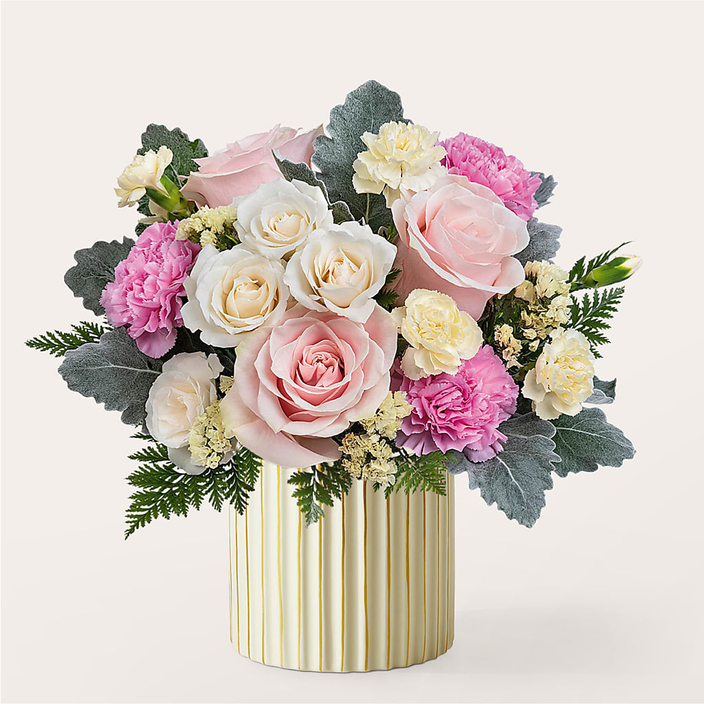 Blissful Moments Bouquet with Ivory Vase – Lone Oak Gardens, Fairmount IN