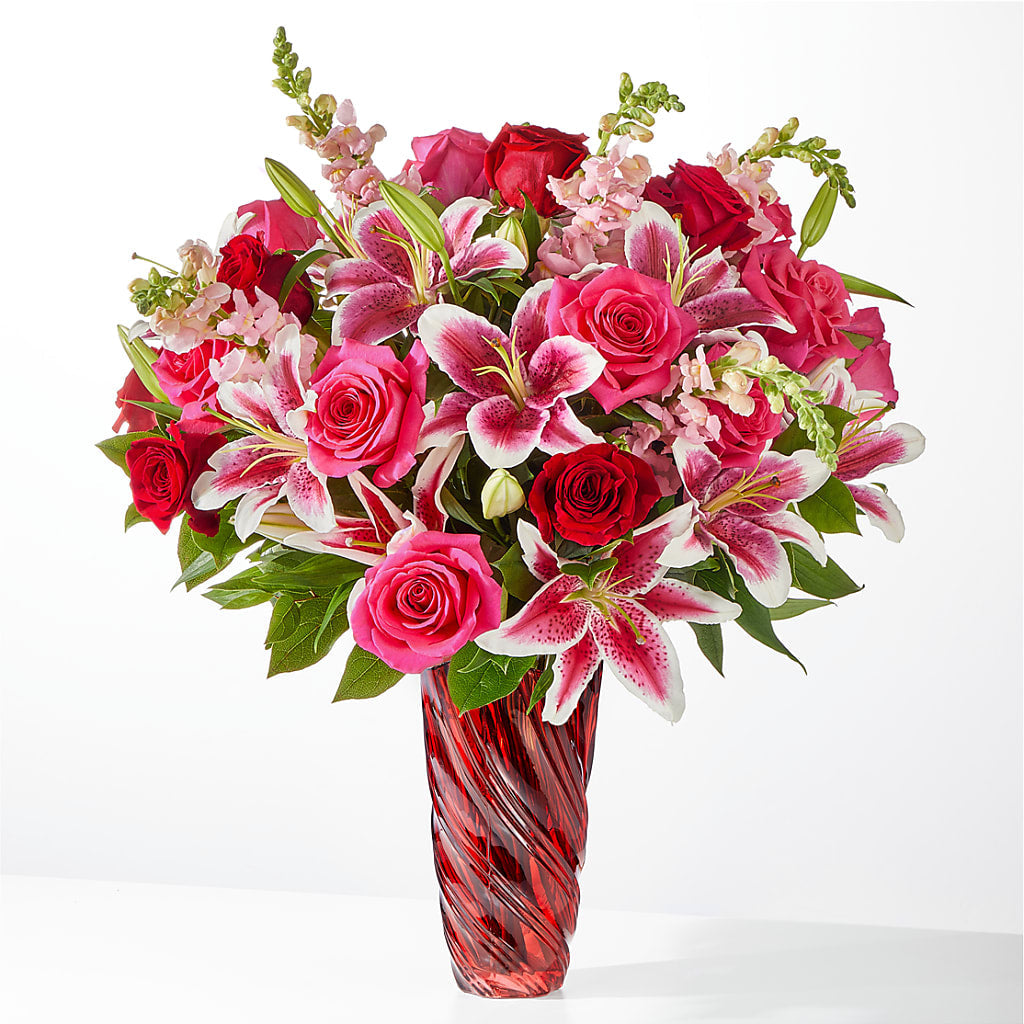 Always You Bouquet with Luxe Swirl Vase – Lone Oak Gardens, Fairmount IN