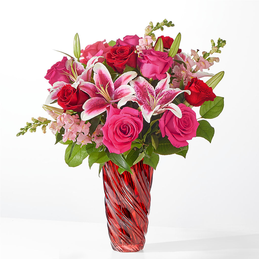 Always You Bouquet with Luxe Swirl Vase – Lone Oak Gardens, Fairmount IN