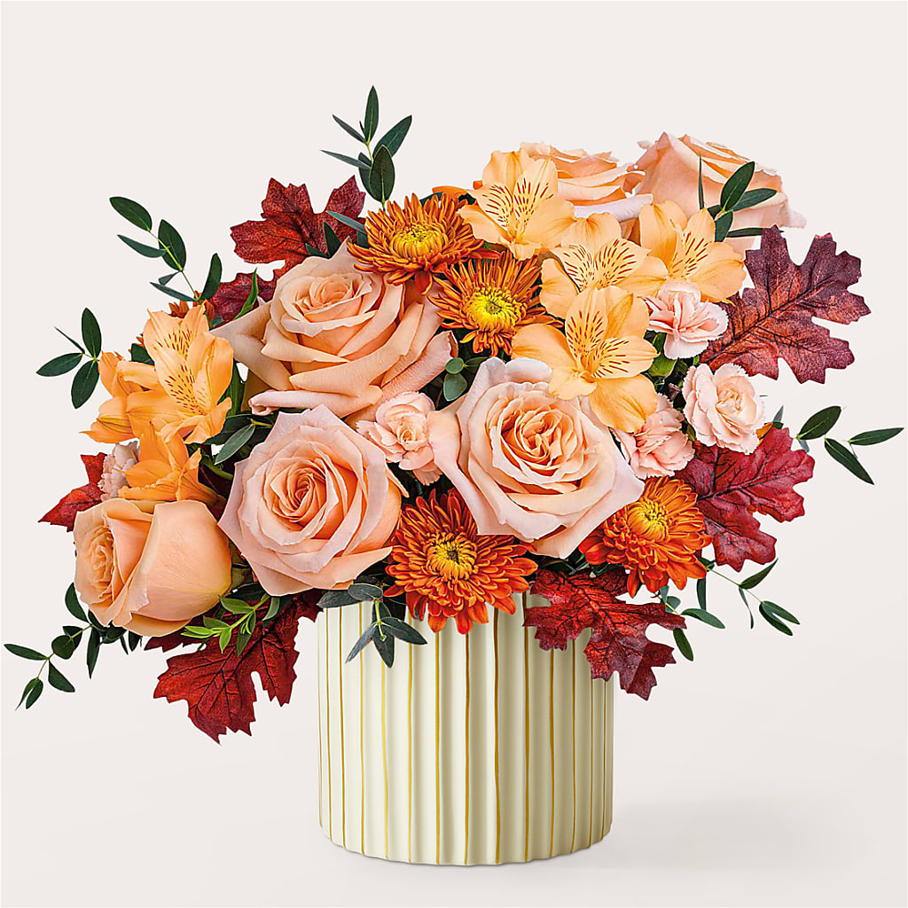 Spiced Latte Bouquet with Ivory Vase – Lone Oak Gardens, Fairmount IN