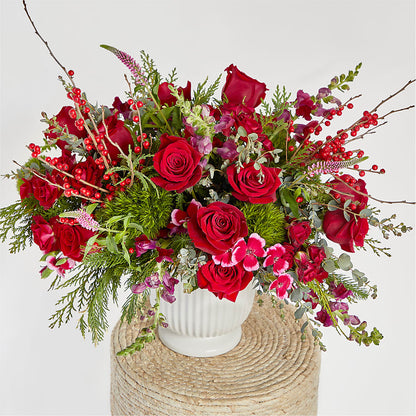 Big Red Bow Bouquet –  Lone Oak Gardens, Fairmount IN