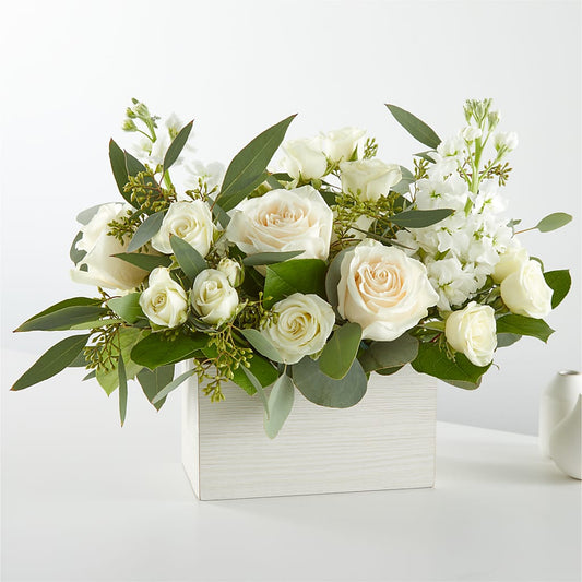 Fresh Linen Box Bouquet –  Lone Oak Gardens, Fairmount IN
