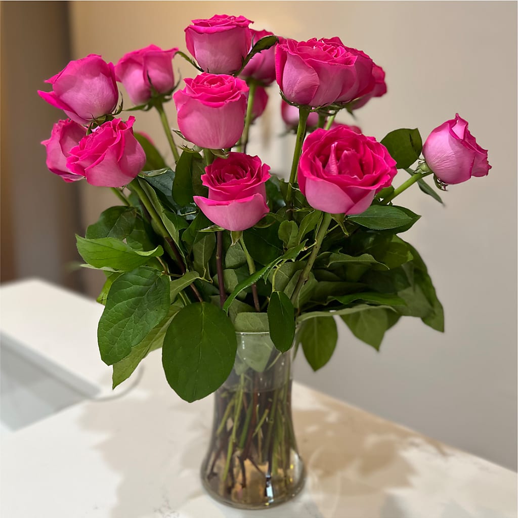 Long Stem Pink Rose Bouquet –  Lone Oak Gardens, Fairmount IN