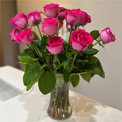 Long Stem Pink Rose Bouquet –  Lone Oak Gardens, Fairmount IN