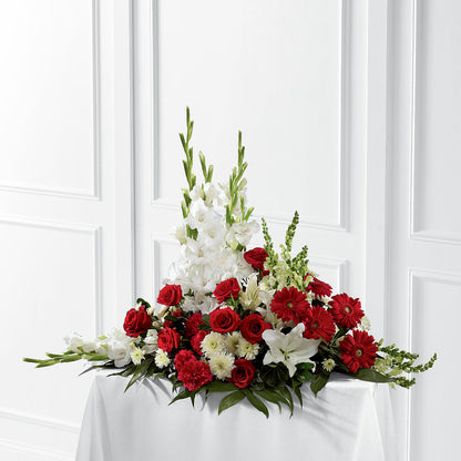 Crimson & White Arrangement –  Lone Oak Gardens, Fairmount IN