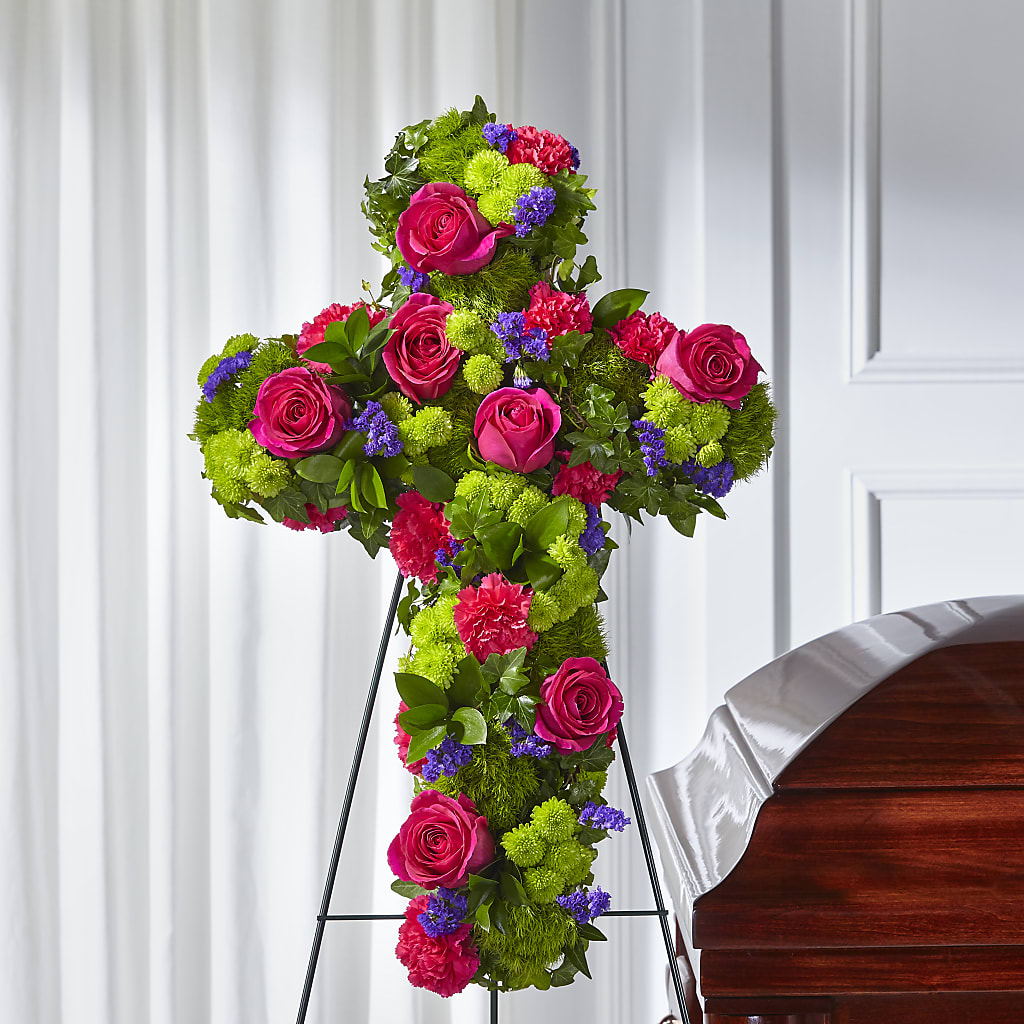 Tribute Rose Floral Cross –  Lone Oak Gardens, Fairmount IN