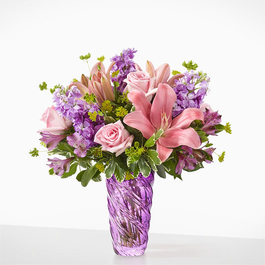 Precious Petals Bouquet with Luxe Swirl Vase –  Lone Oak Gardens, Fairmount IN