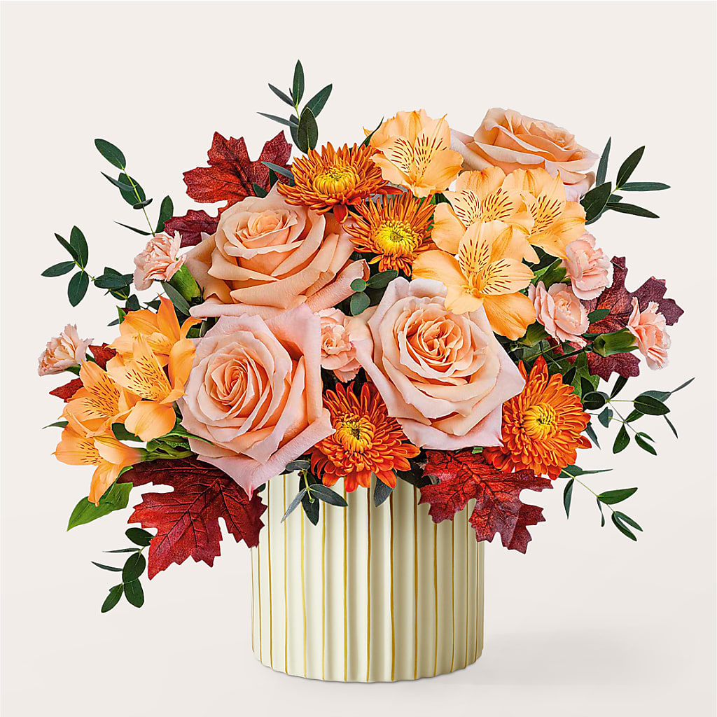 Spiced Latte Bouquet with Ivory Vase –  Lone Oak Gardens, Fairmount IN