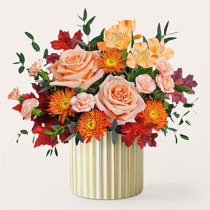 Spiced Latte Bouquet with Ivory Vase –  Lone Oak Gardens, Fairmount IN