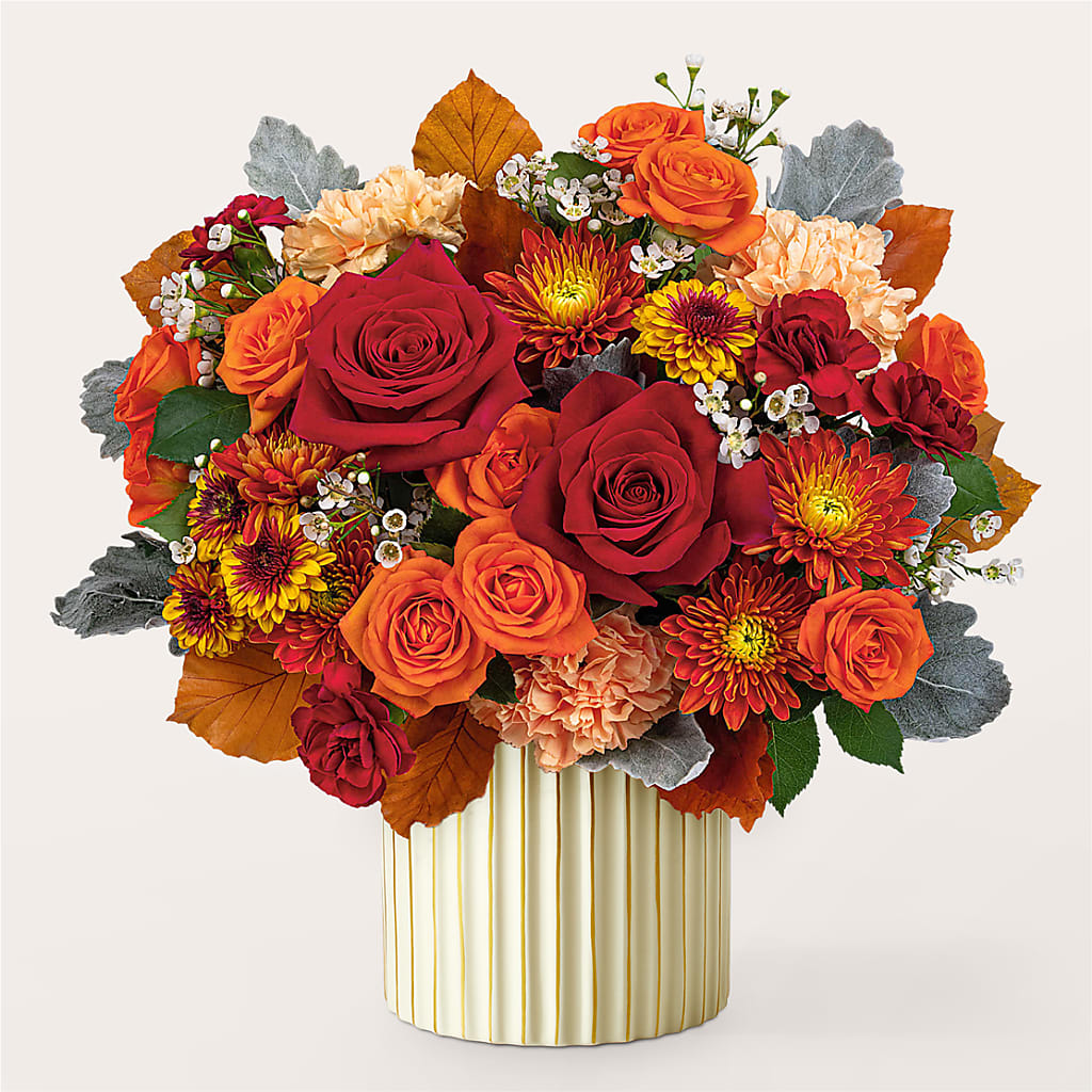 Merlot Bouquet with Ivory Vase –  Lone Oak Gardens, Fairmount IN