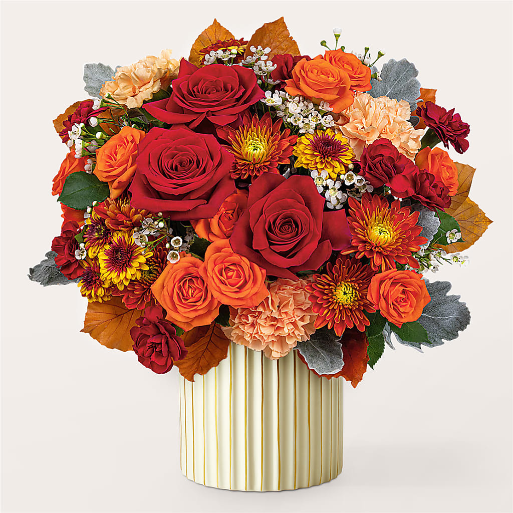 Merlot Bouquet with Ivory Vase –  Lone Oak Gardens, Fairmount IN