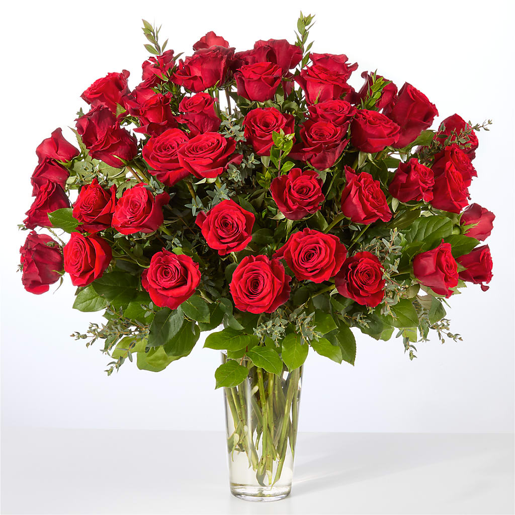 Forever Yours Fifty Stem Red Rose Bouquet –  Lone Oak Gardens, Fairmount IN